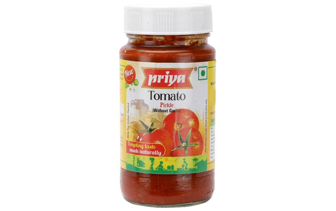 Priya Tomato Pickle (Without Garlic)   Glass Bottle  300 grams